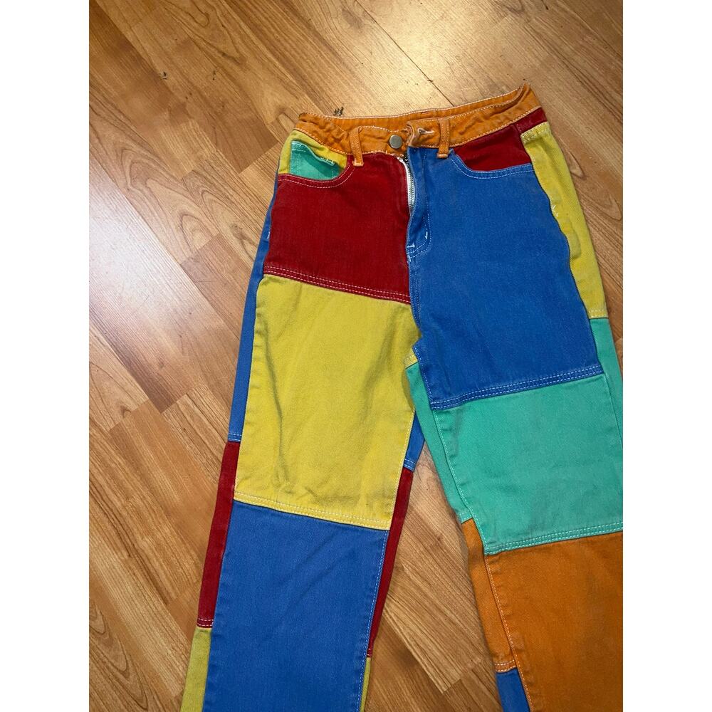 Shein Multicolor Pants Patchwork Colorblock Cargo… - image 3